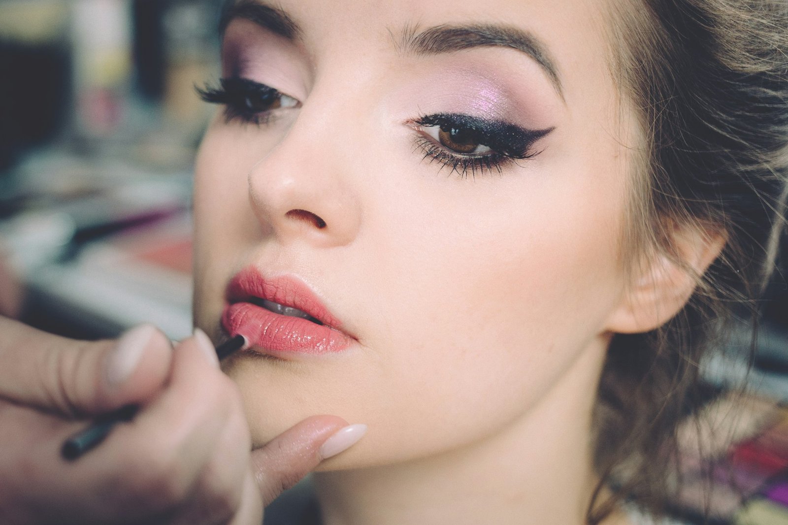 Bridal makeup being applied
