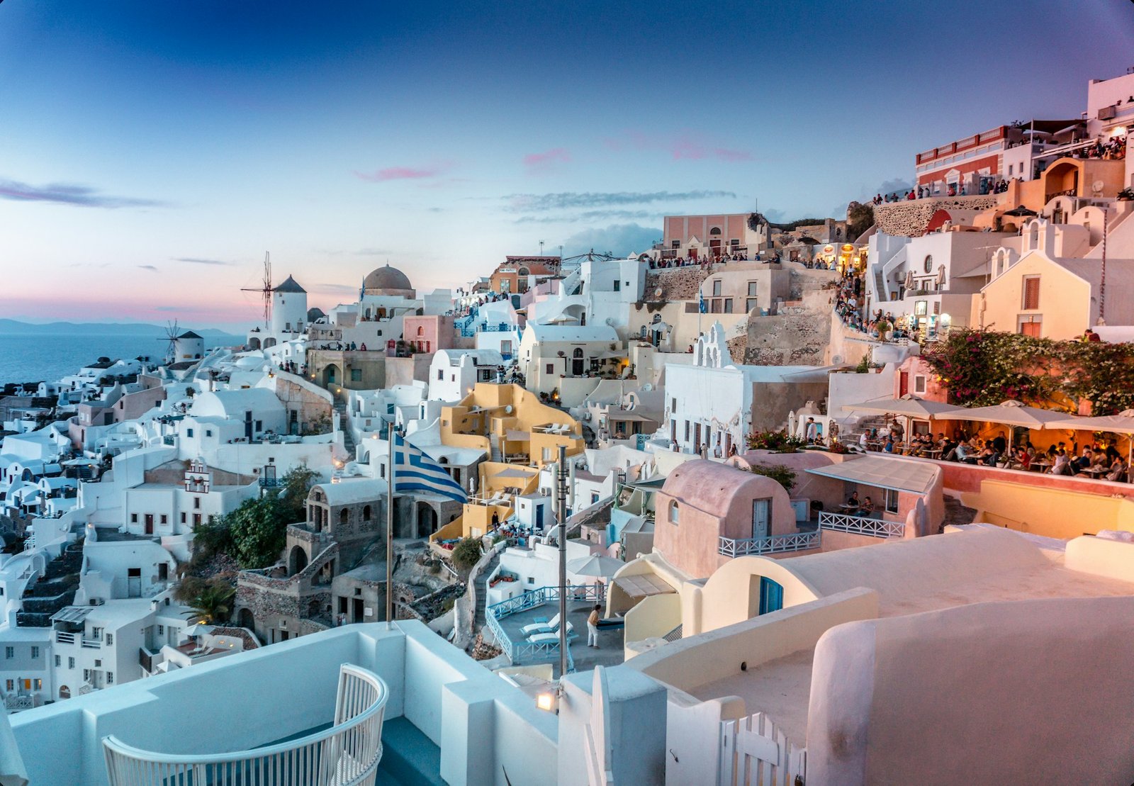 White houses above the sea on Santorini